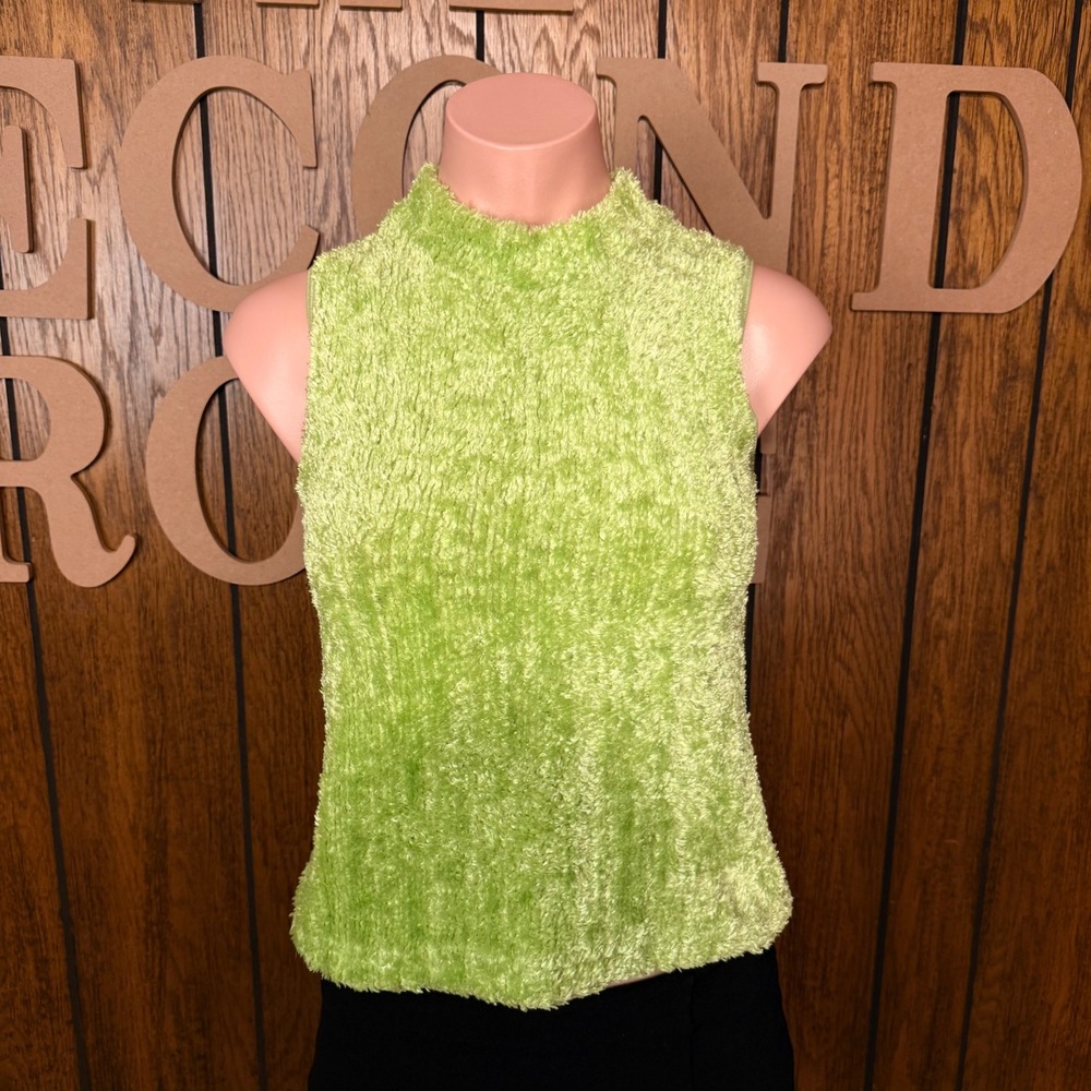Green Whimsy Fuzzy Tank Top Knitworks Kids Women S Y2K Indie Retro Fairy Artsy